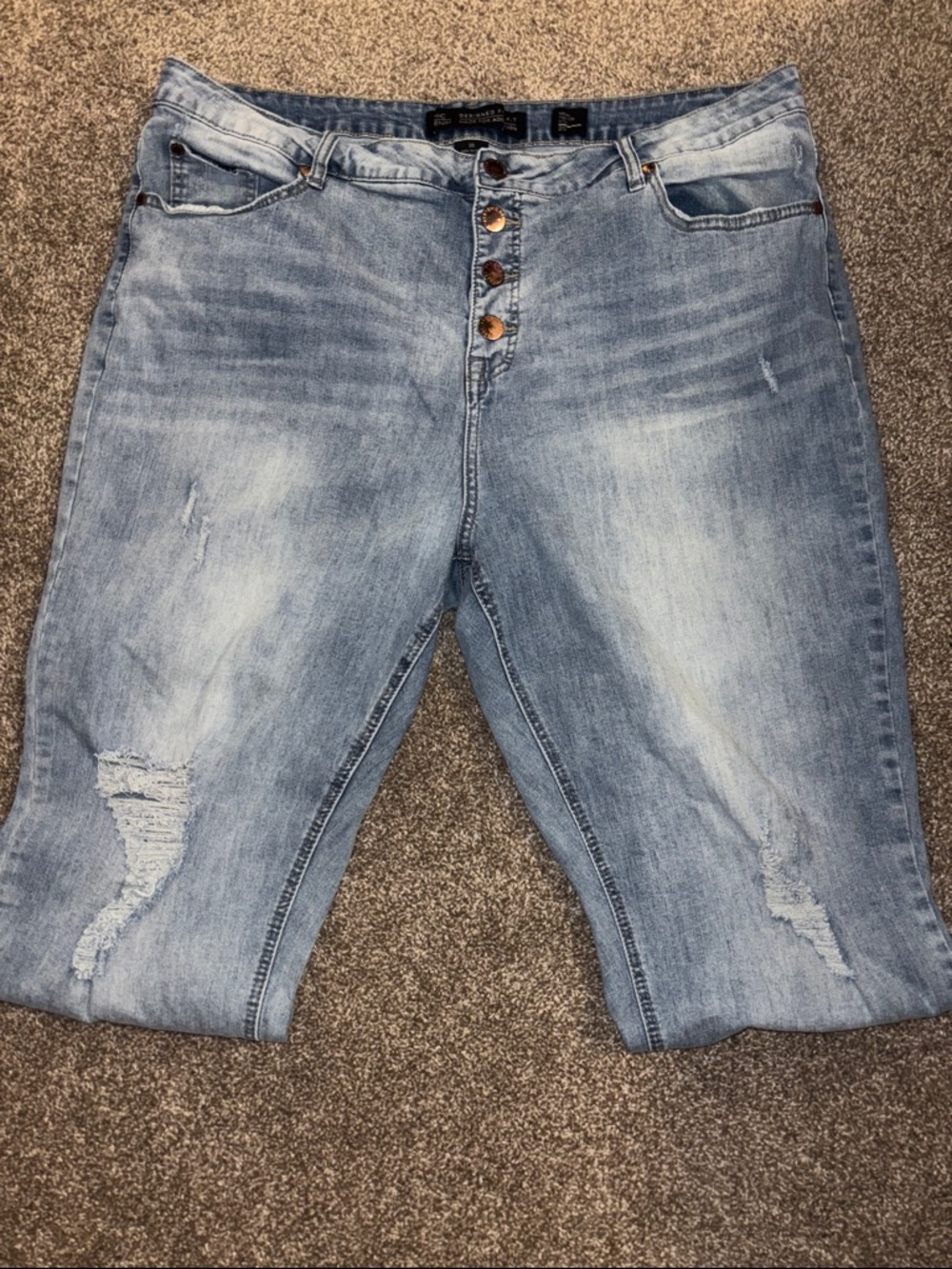 Light Wash Boyfriend Jeans with Button Fly